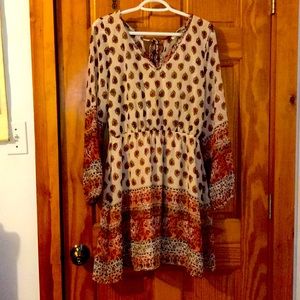 Boho Style Long Sleeve Dress